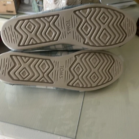 TOMS Plaid Slip-On Canvas Shoes - Blue - Picture 2 of 3